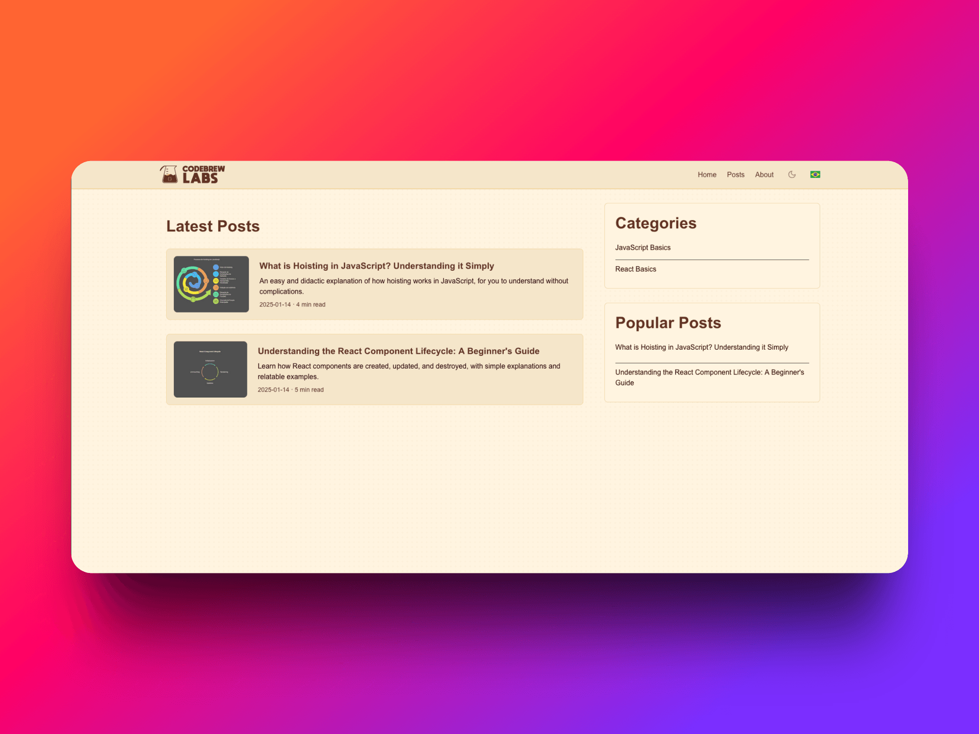 CodeBrew Labs — Editorial Platform project preview