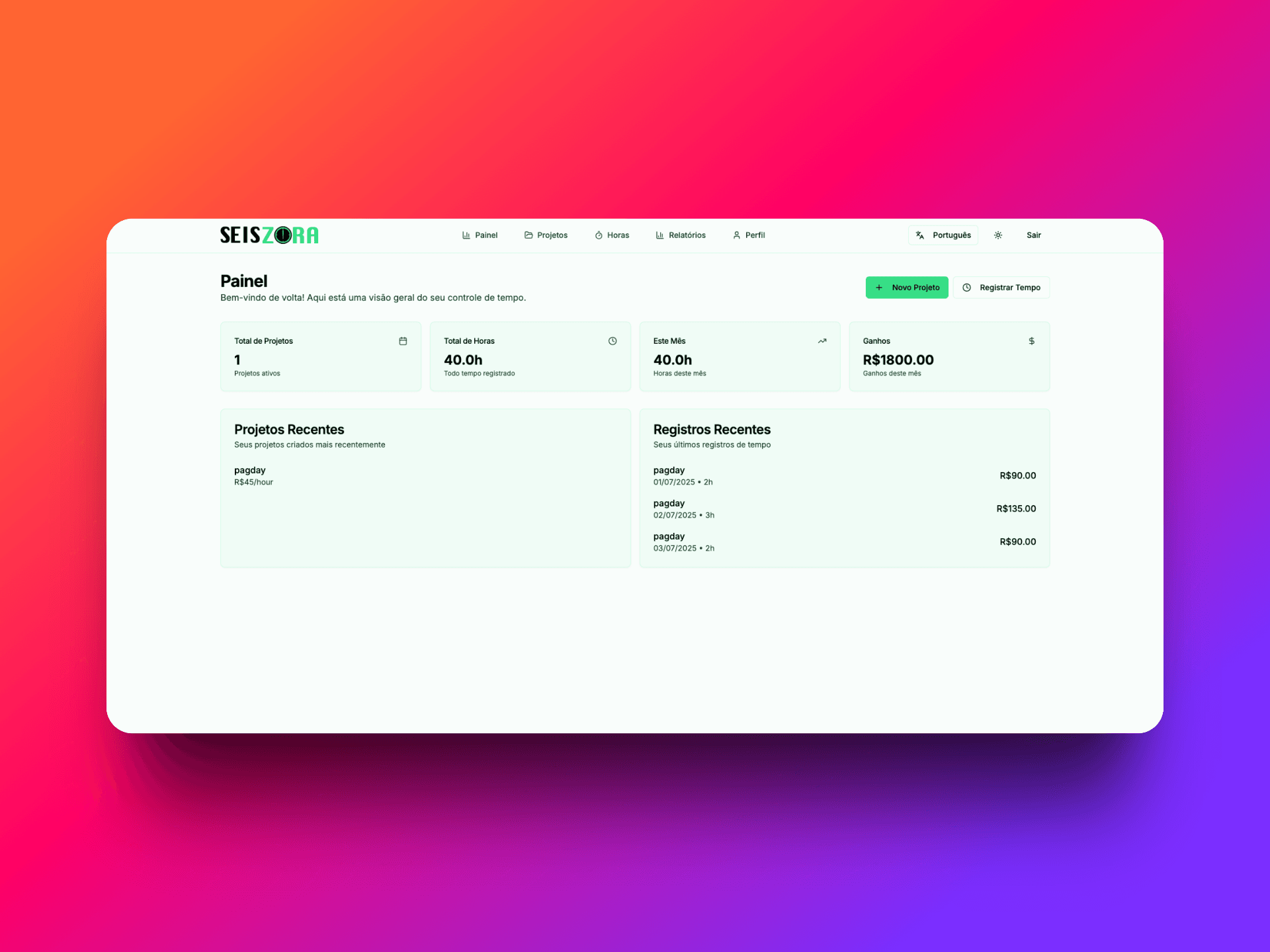 SeisZora — Productivity project preview